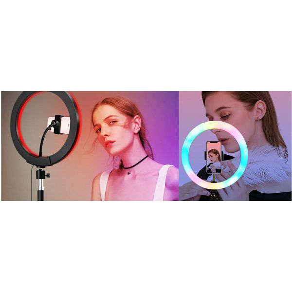 DRŽAČ SELFIE RGB LED RING TRIPOD MJ26 10"