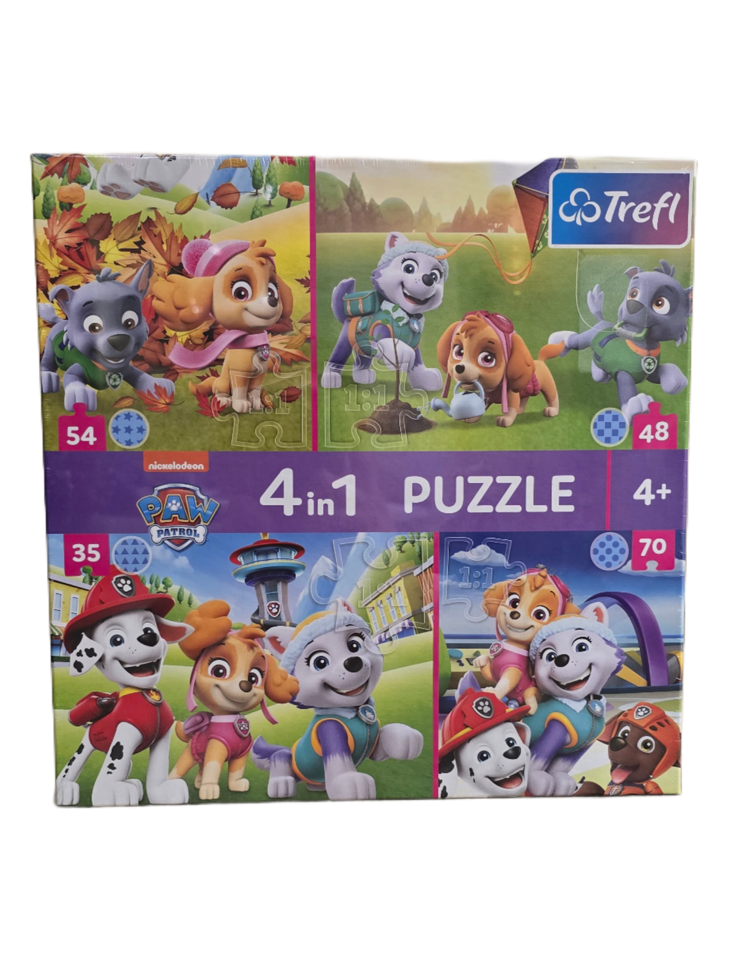 Psići u ophodnji – Puzzle 4u1 ljubičaste