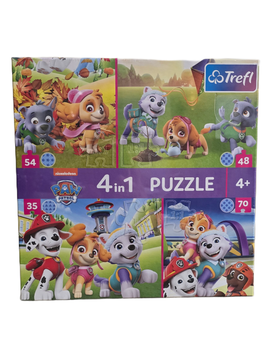 Psići u ophodnji – Puzzle 4u1 ljubičaste